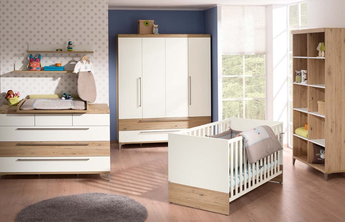 PAIDI Remo Babyzimmer mit Babybett, Kleiderschrank, Kommode und Regal